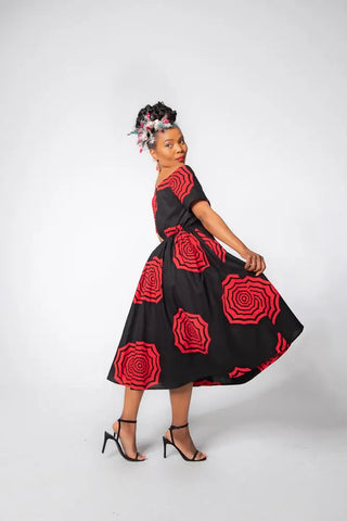 Theresa Red And Black Dress Clothing