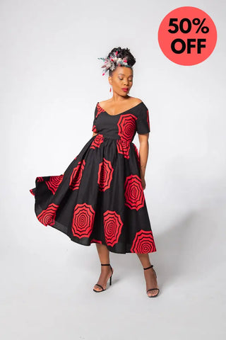 Theresa Red And Black Dress Clothing