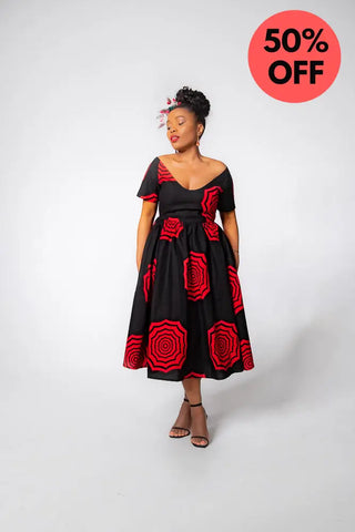 Theresa Red And Black Dress Clothing