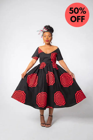 Theresa Red And Black Dress Clothing