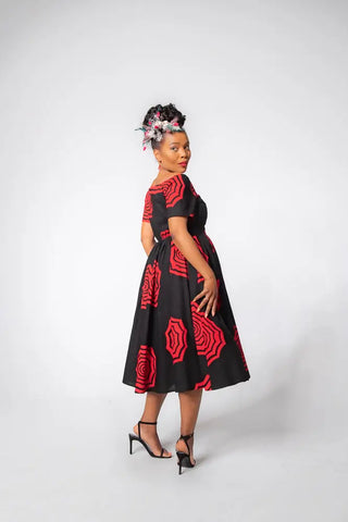 Theresa Red And Black Dress Clothing
