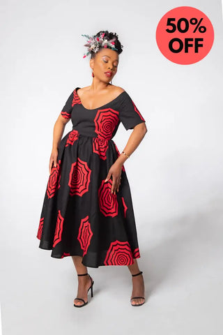 Theresa Red And Black Dress Clothing