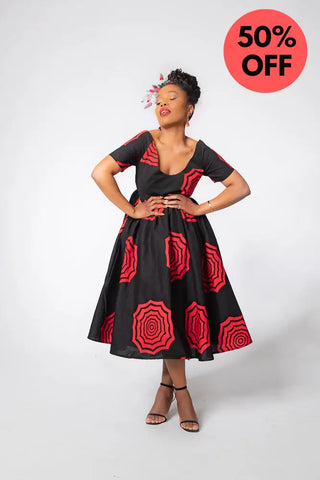 Theresa Red And Black Dress Clothing