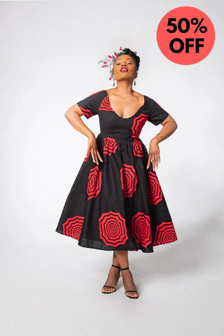 Theresa Red And Black Dress Clothing