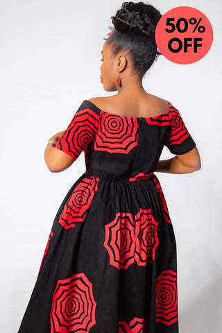 Theresa Red And Black Dress Clothing