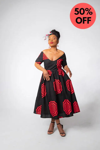 Theresa Red And Black Dress Clothing