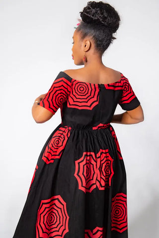 Theresa Red And Black Dress Clothing