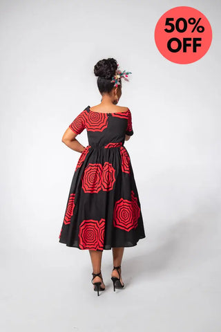 Theresa Red And Black Dress Clothing
