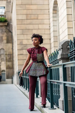 Tiwa Burgundy Peplum Top Women’s Dress