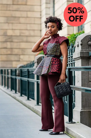 Tiwa Burgundy Peplum Top Women’s Dress