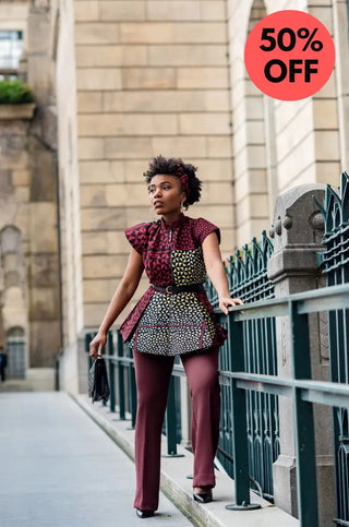 Tiwa Burgundy Peplum Top Women’s Dress