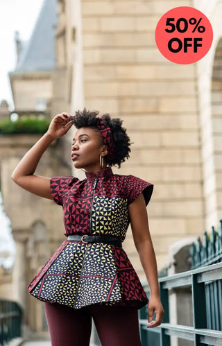 Tiwa Burgundy Peplum Top Women’s Dress