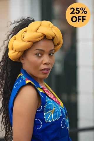 YELLOW BRAIDED TURBAN HEADWRAPS