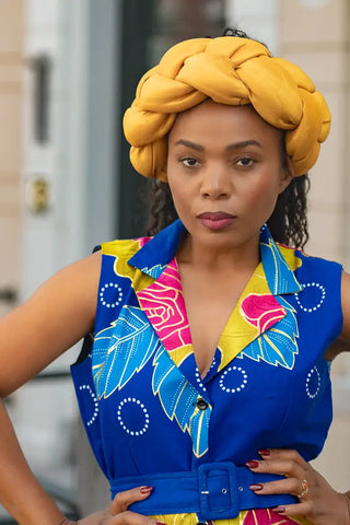 YELLOW BRAIDED TURBAN HEADWRAPS