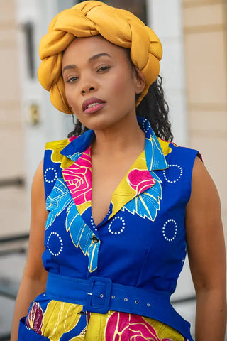 YELLOW BRAIDED TURBAN HEADWRAPS