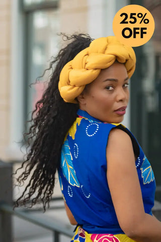 YELLOW BRAIDED TURBAN HEADWRAPS