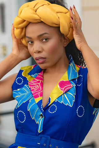 YELLOW BRAIDED TURBAN HEADWRAPS