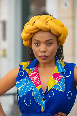 YELLOW BRAIDED TURBAN HEADWRAPS