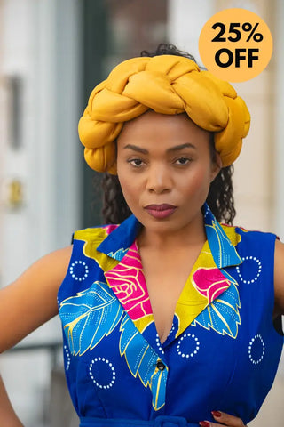 YELLOW BRAIDED TURBAN HEADWRAPS