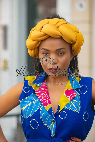 YELLOW BRAIDED TURBAN HEADWRAPS