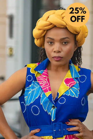 YELLOW BRAIDED TURBAN HEADWRAPS