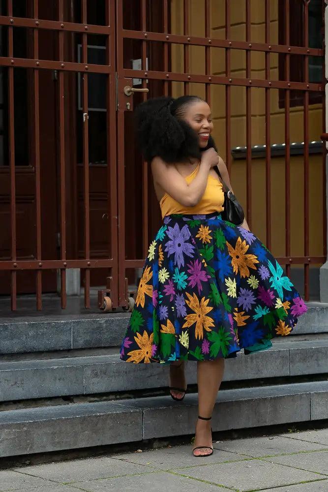 Yomi Floral Skater Skirt Skirts