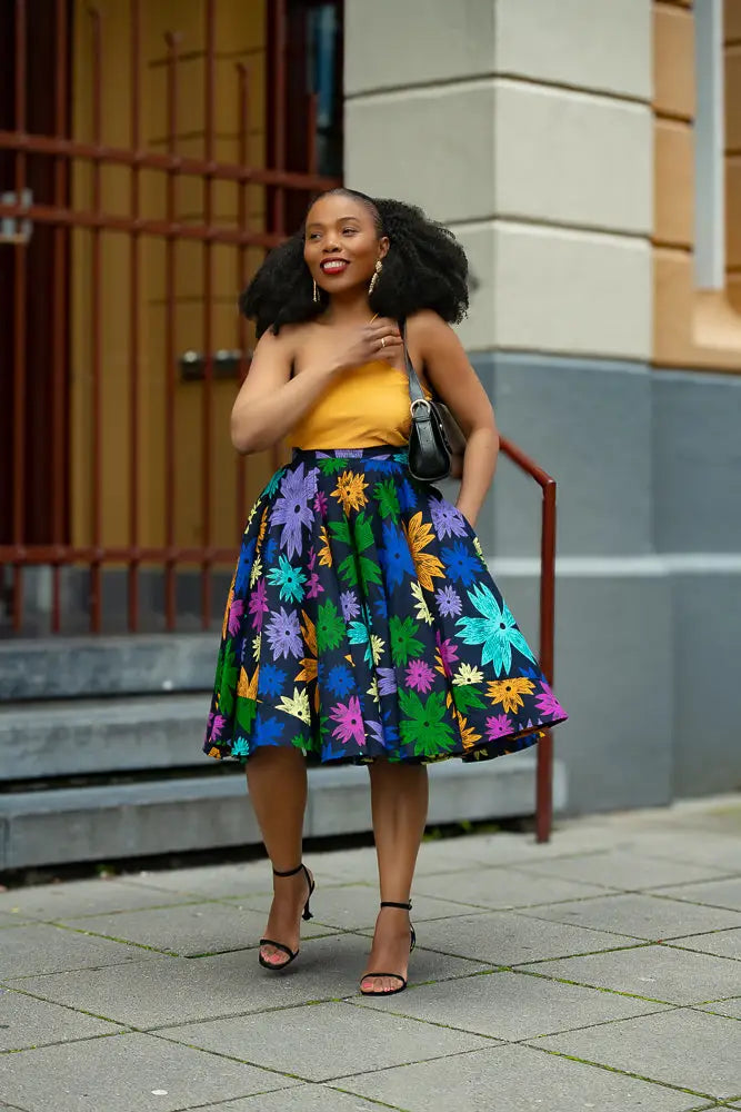 Yomi Floral Skater Skirt Skirts