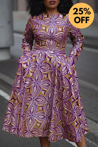 ZANELE PURPLE AND BROWN DRESS Women’s Dress