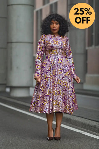 ZANELE PURPLE AND BROWN DRESS Women’s Dress