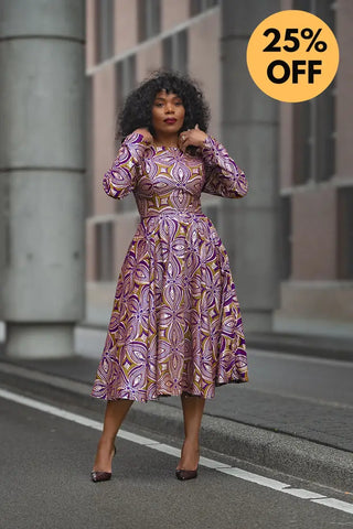 ZANELE PURPLE AND BROWN DRESS Women’s Dress