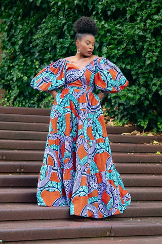 Zari Power Sleeeve Maxi Dress Dresses