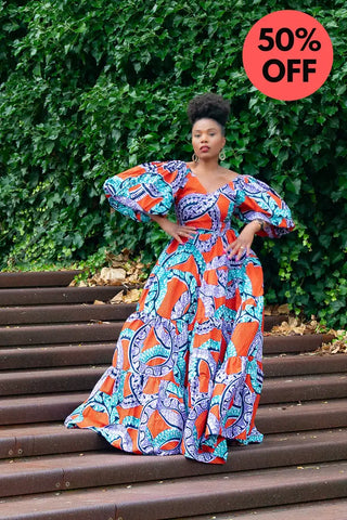 Zari Power Sleeeve Maxi Dress Dresses