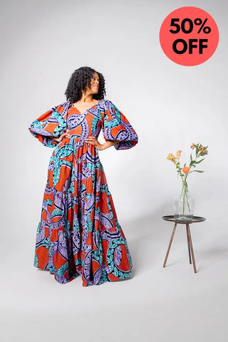 Zari Power Sleeeve Maxi Dress Dresses