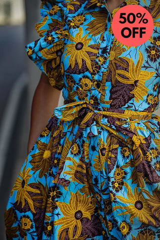 Zendaya Blue And Brown Floral Midi Dress