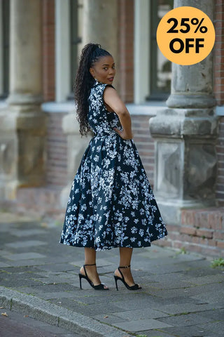 ZINHLE BLACK AND WHITE MIDI DRESS Women’s Dress