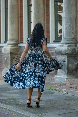ZINHLE BLACK AND WHITE MIDI DRESS Women’s Dress