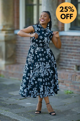 ZINHLE BLACK AND WHITE MIDI DRESS Women’s Dress