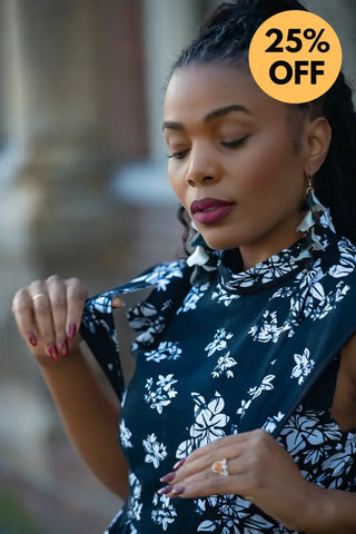 ZINHLE BLACK AND WHITE MIDI DRESS Women’s Dress