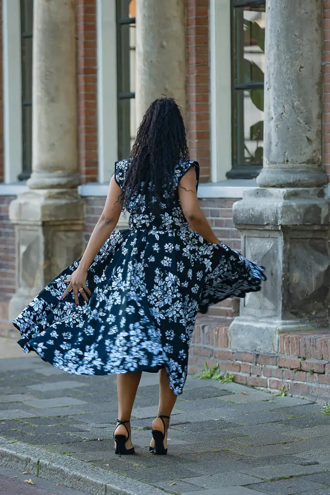 ZINHLE BLACK AND WHITE MIDI DRESS Women’s Dress
