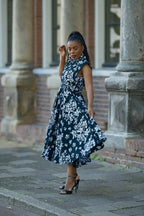 ZINHLE BLACK AND WHITE MIDI DRESS Women’s Dress