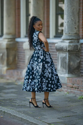 ZINHLE BLACK AND WHITE MIDI DRESS Women’s Dress