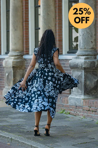 ZINHLE BLACK AND WHITE MIDI DRESS Women’s Dress