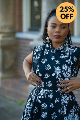 ZINHLE BLACK AND WHITE MIDI DRESS Women’s Dress