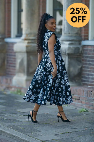 ZINHLE BLACK AND WHITE MIDI DRESS Women’s Dress