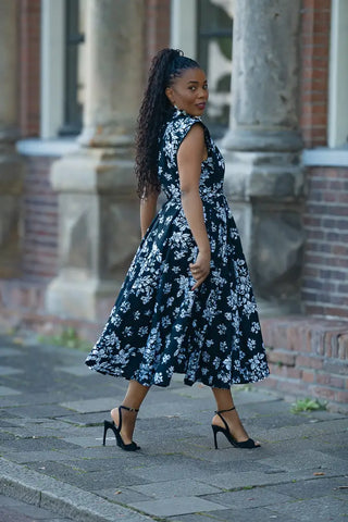 ZINHLE BLACK AND WHITE MIDI DRESS Women’s Dress