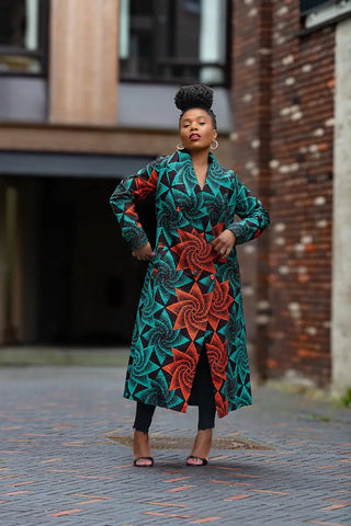 Zola Green And Red Duster Jacket Dresses