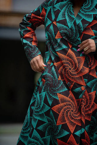 Zola Green And Red Duster Jacket Dresses