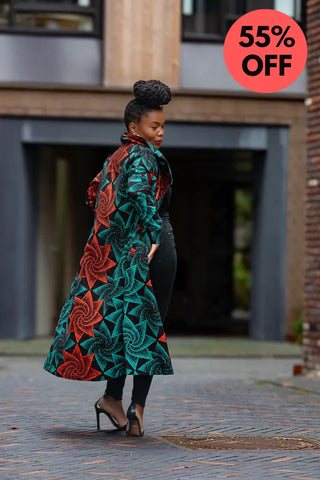 Zola Green And Red Duster Jacket Dresses