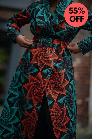 Zola Green And Red Duster Jacket Dresses