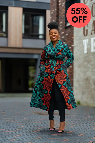 Zola Green And Red Duster Jacket Dresses